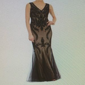 cachet black & nude formal dress